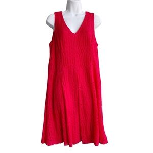 Liz Claiborne Red Lace Dress Women's Size 16 Sleeveless V-Neck Cocktail Party